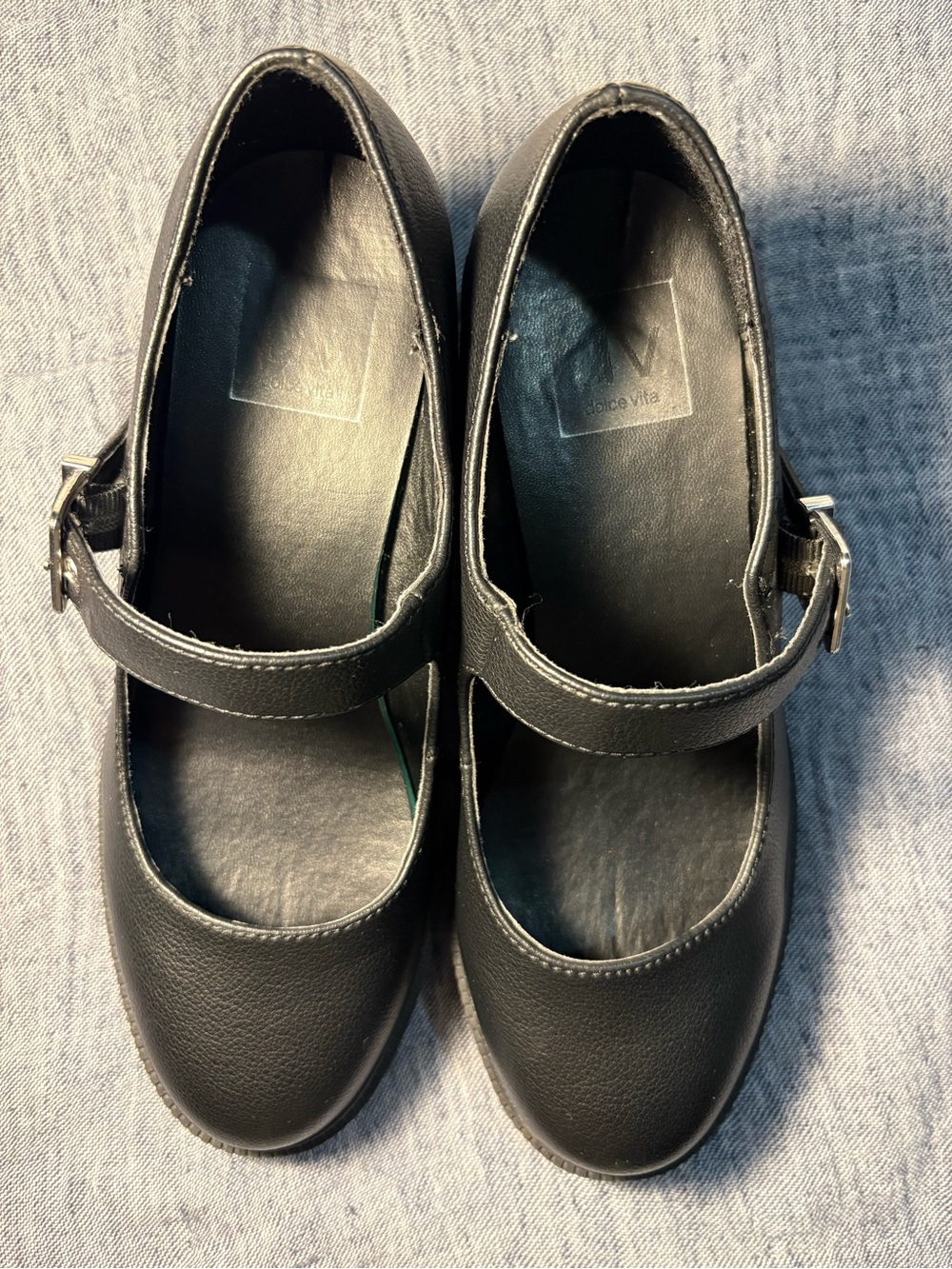 Dolce Vita Black Chunky Mary Jane Platform Heels Size 6 - Picture 2 of 6